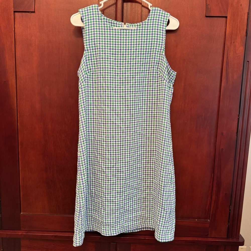Elle Blue and White Sleeveless Sheath Dress for Work Size M